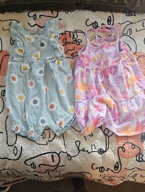 Baby Floral Rompers - Mint Daisy & Lavender Floral